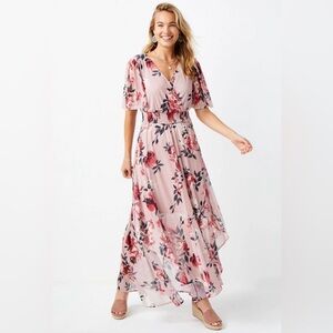 Maurices Pink Floral Maxi Dress NWT